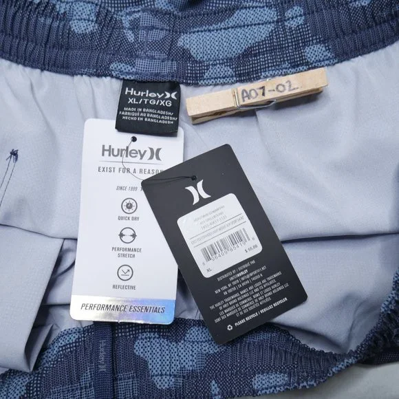 Hurley Men's Hybrid Lightweight Sport Volley Shorts Blue Camouflage Sizes M L XL - Picture 8 of 10
